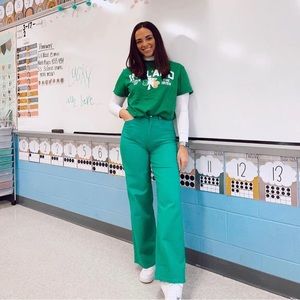 Green Wide-Leg Pants